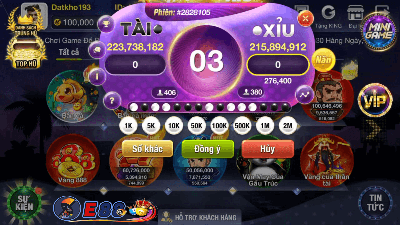 game đánh tài xỉu E88